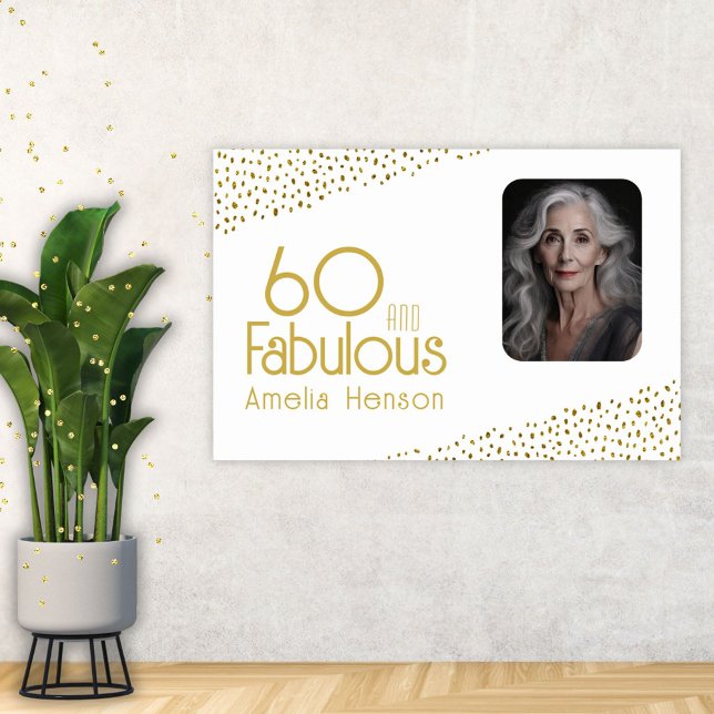 Póster 60 y Fabulous Gold Purpurina Photo 60th Birthday (Subido por el creador)