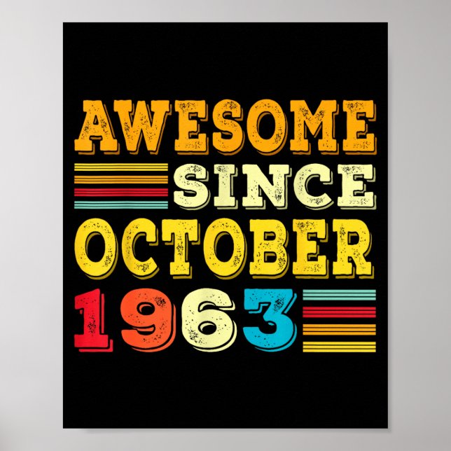 Póster 62 Years Old Awesome Since October 1963 62nd Birth (Frente)