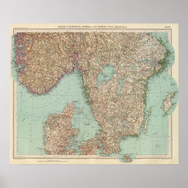 Póster 6364 Suecia, Noruega meridional (Frente)