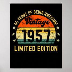 Póster 65.º regalo de cumpleaños edición limitada de 1957