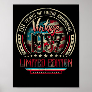 Póster 65 Awesome 65th Birthday Vintage 1957 Estados Unid