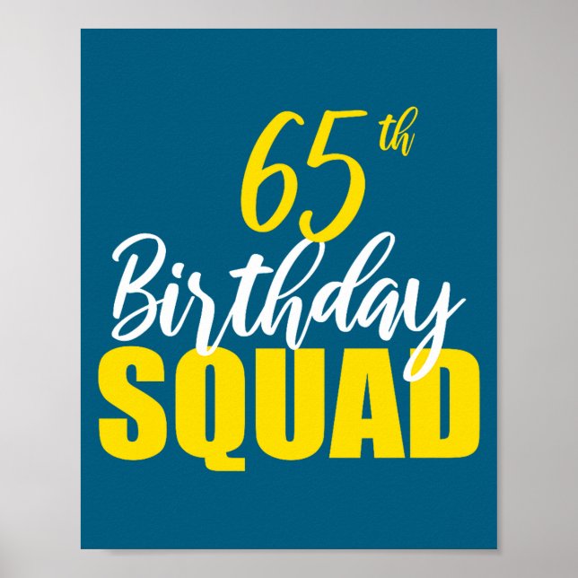 Póster 65th Happy Birthday Squad Party Bday Family Group  (Frente)