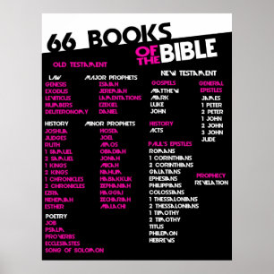 Póster 66 Libros del Rosa de la Biblia