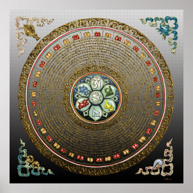 Póster [66] Ronda tibetana "OM" Mantra Mandala (Frente)