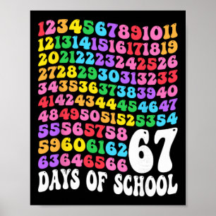 Póster 67º día de la escuela maestro niños 67 matemáticas