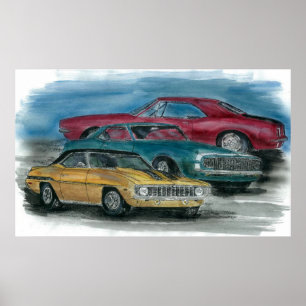 Póster 67, 68, 69 CAMAROS print