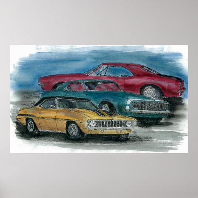Póster 67, 68, 69 CAMAROS print (Frente)