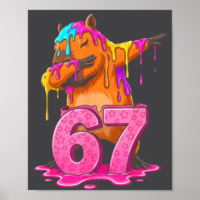 Póster 67 Animals Funny 67 Brainrot Youth Kids Capybara 6 (Frente)