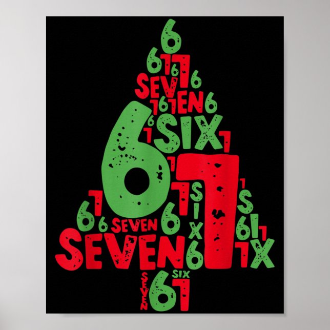Póster 67 Árbol de Navidad Fiesta Seis Siete Meme Deterio (Frente)