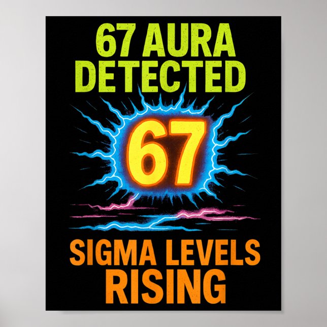 Póster 67 Aura Detected Sigma Levels Rising Six Seven Riz (Frente)