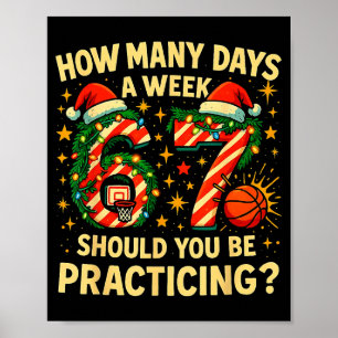 Póster 67 Baloncesto Navidad Divertido Regalo Meme Prácti
