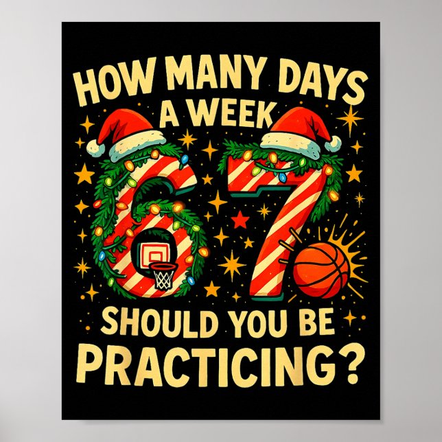 Póster 67 Baloncesto Navidad Divertido Regalo Meme Prácti (Frente)