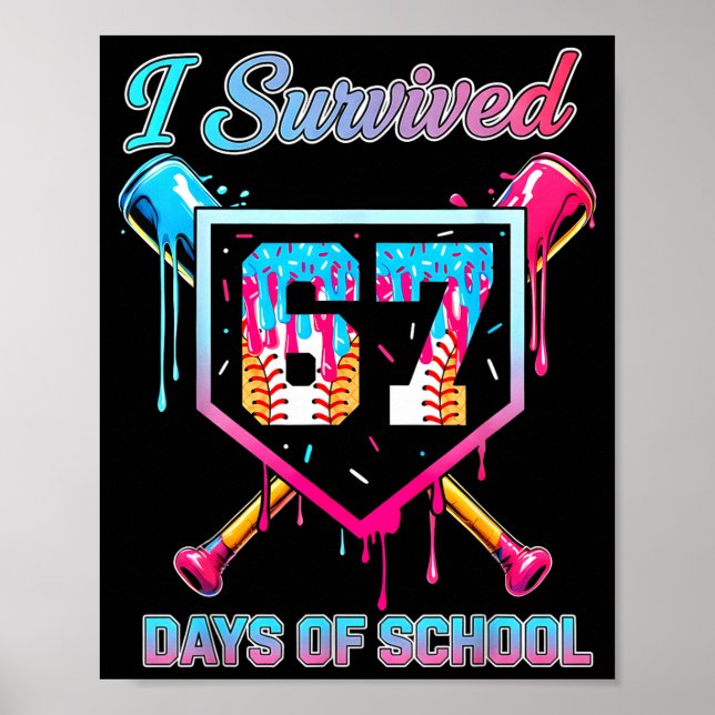Póster 67 Baseball Ice Cream Drip Six Seven Meme Teachers (Frente)