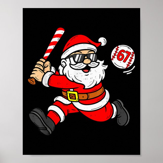 Póster 67 Baseball Santa Six Seven Meme Christmas Srt Men (Frente)