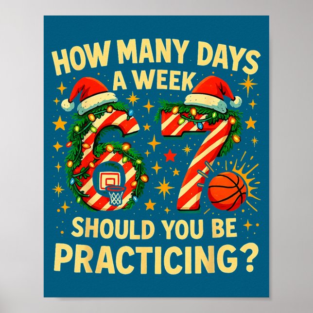 Póster 67 Basketball Christmas Funny Practice Meme Gift  (Frente)