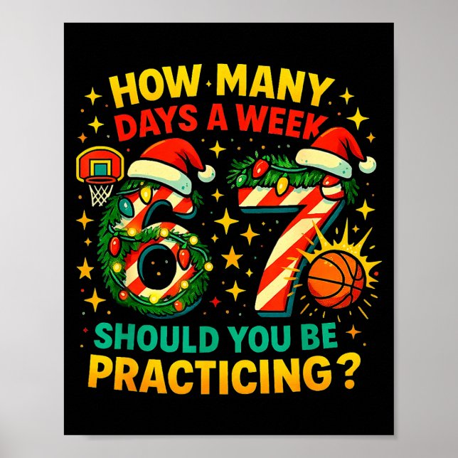 Póster 67 Basketball Christmas Funny Practice Meme Gift  (Frente)