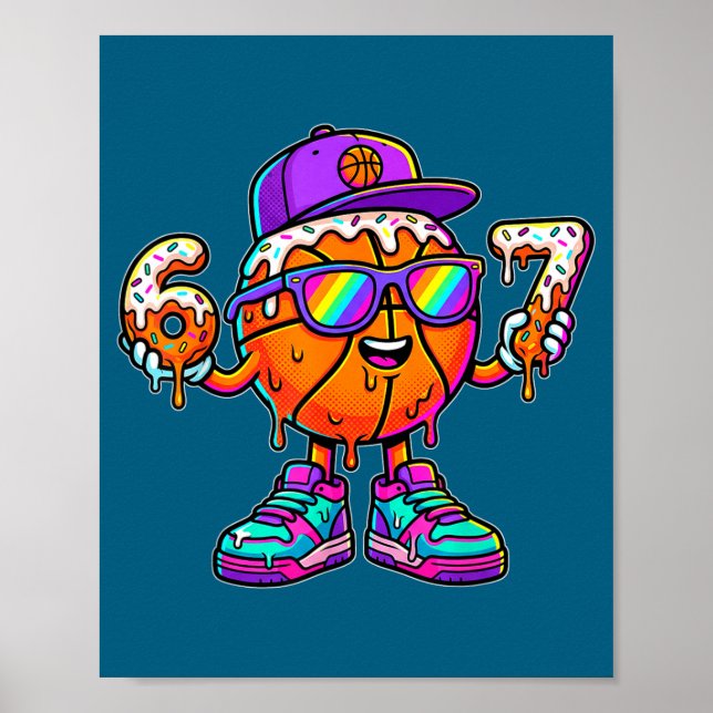 Póster 67 Basketball Drip Six Seven Funny Meme Gen Alpha  (Frente)