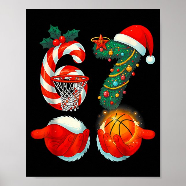 Póster 67 Basketball Santa Six Seven Meme Christmas Srt M (Frente)