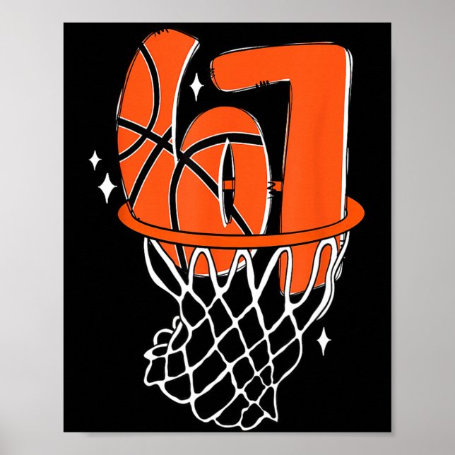 Póster 67 Basketball Six Seven 6 7 Meme Funny 67 Basketba (Frente)