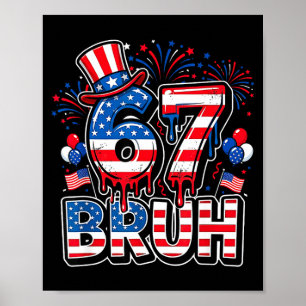 Póster 67 bruh bandera americana seis siete divertido 4 d