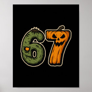 Póster 67 Calabaza Zombie Six Seven Meme de Halloween 