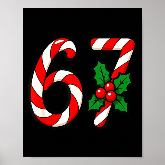 Póster 67 Candy Canes Funny Christmas Humor Meme Design  (Frente)