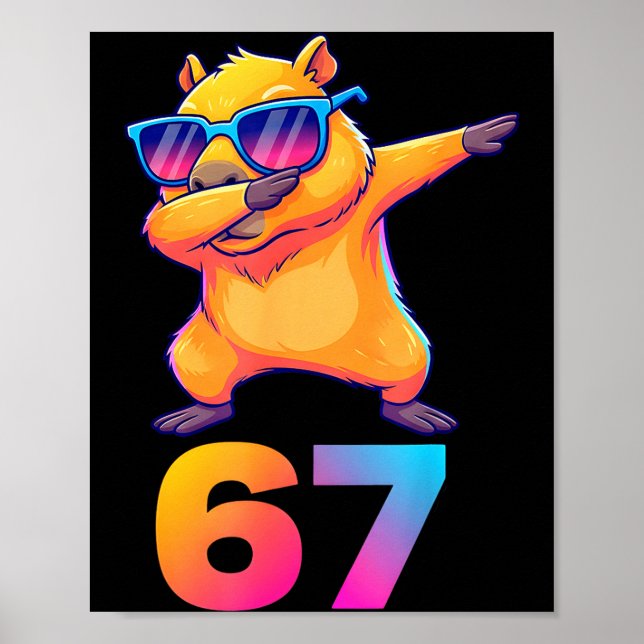 Póster 67 Capybara Six Seven Meme Animal Cool Capybara Da (Frente)