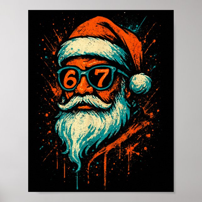 Póster 67 Cara de Santa de Navidad 6 7 Meme Seis Siete Ad (Frente)