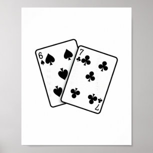 Póster 67 Cartas de Juego Meme Divertido Seis Siete