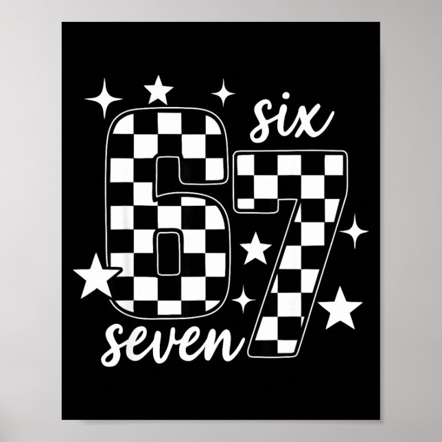 Póster 67 Checkered Six Seven Meme 6 7 Gen Alpha Teacher  (Frente)