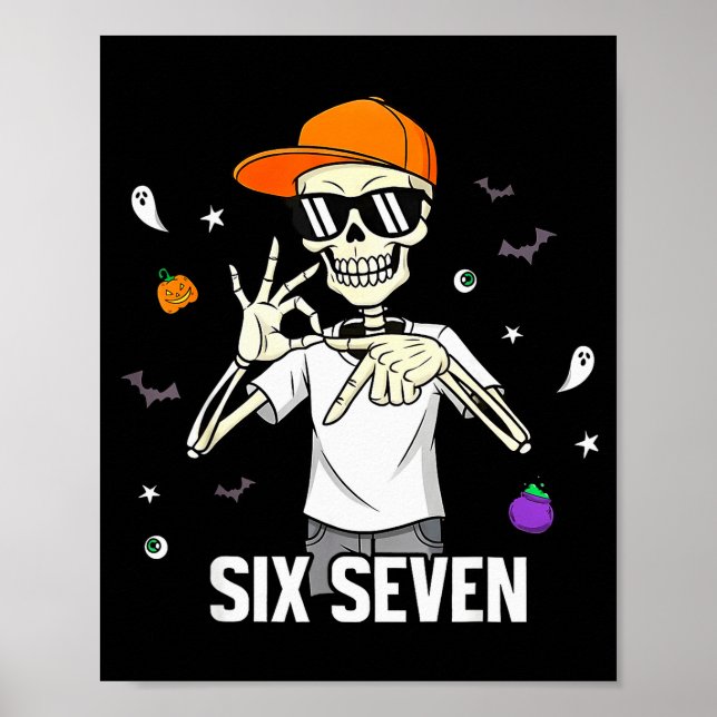 Póster 67 chicos esqueleto divertido seis siete Gen Alpha (Frente)