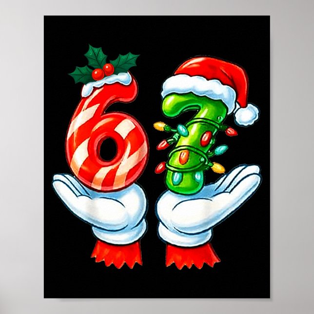 Póster 67 Christmas 67 Meme Gen Alpha Slang Candy Cane Xm (Frente)