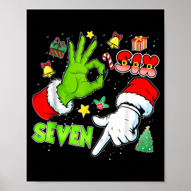 Póster 67 Christmas 6 7 Meme Elf Santa Pajamas Gen Alpha  (Frente)
