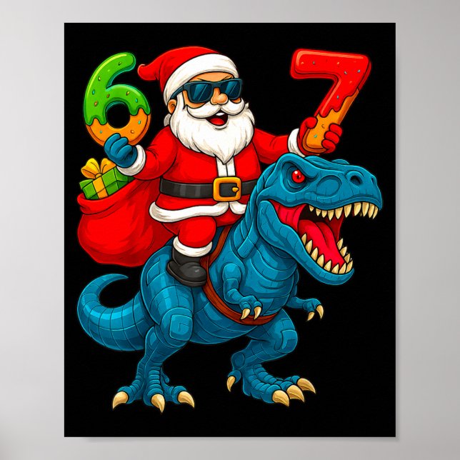 Póster 67 Christmas 6 7 Meme Funny Santa Six Seven Xmas B (Frente)