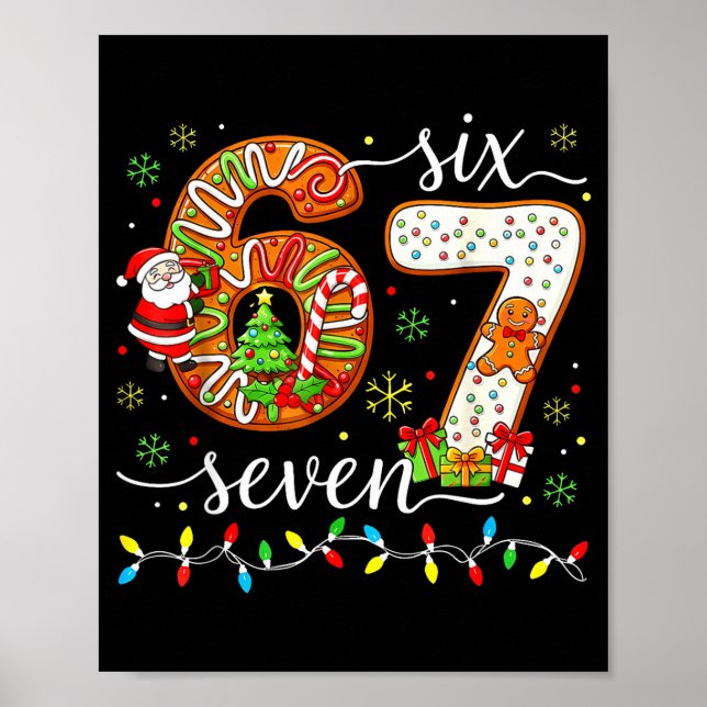 Póster 67 Christmas 6 7 Meme Pajamas Holiday Gen Alpha Sl (Frente)