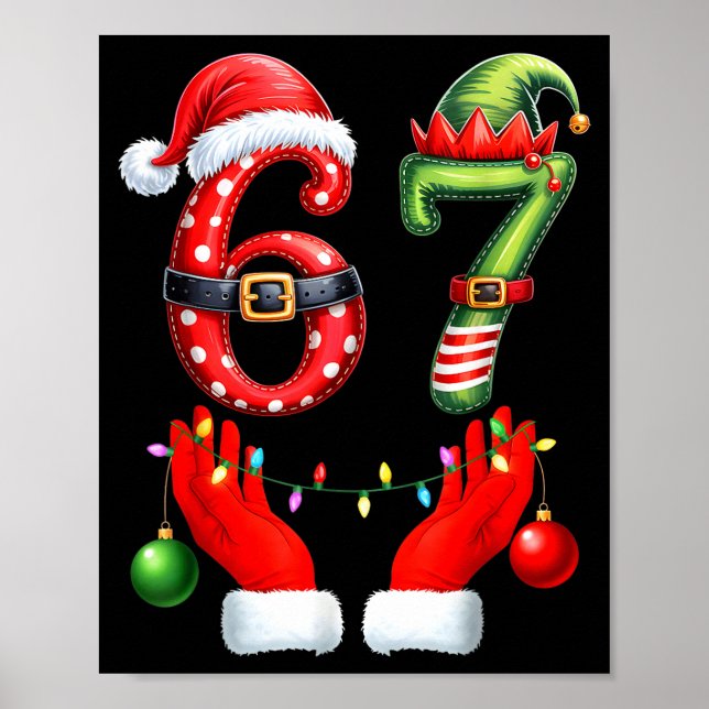 Póster 67 Christmas 6 7 Meme Pajamas Holiday Gen Alpha Sl (Frente)