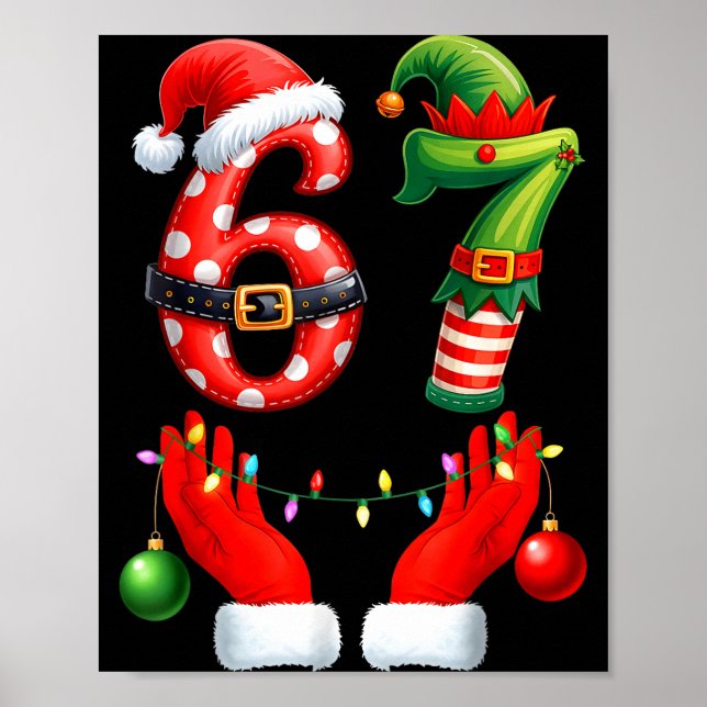Póster 67 Christmas 6 7 Meme Pajamas Holiday Gen Alpha Sl (Frente)