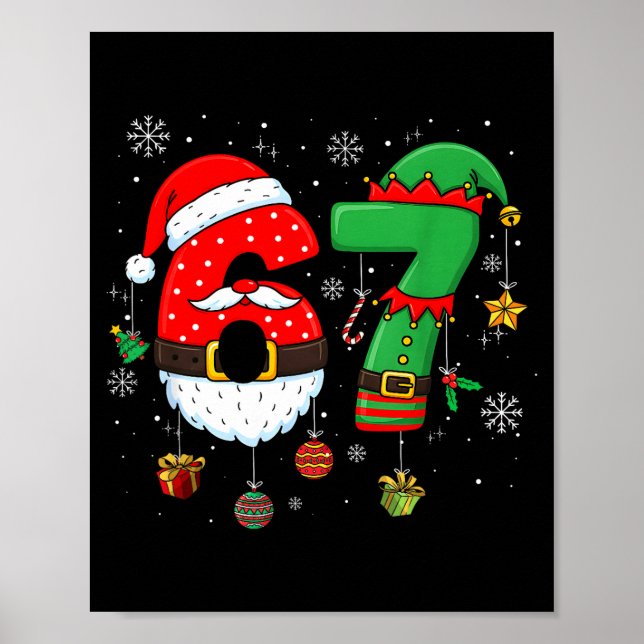 Póster 67 Christmas 6 7 Meme Pajamas Holiday Gen Alpha Sl (Frente)