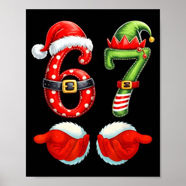 Póster 67 Christmas 6 7 Meme Pajamas Holiday Gen Alpha Sl (Frente)