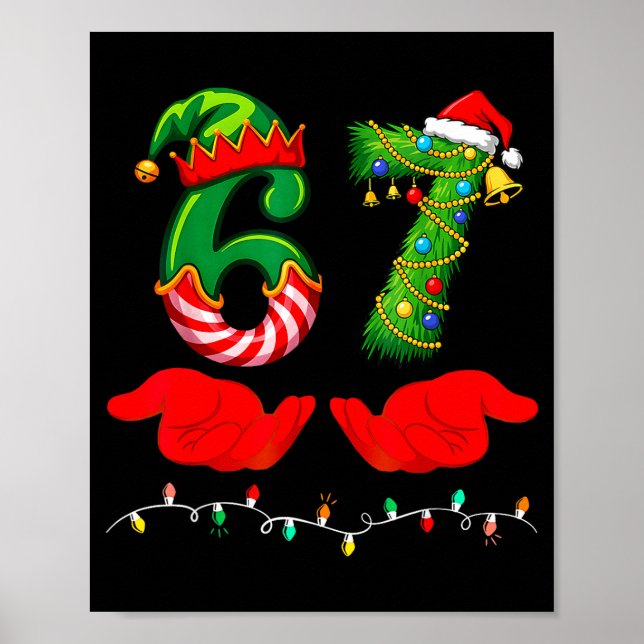 Póster 67 Christmas 6 7 Meme Pajamas Holiday Gen Alpha Sl (Frente)