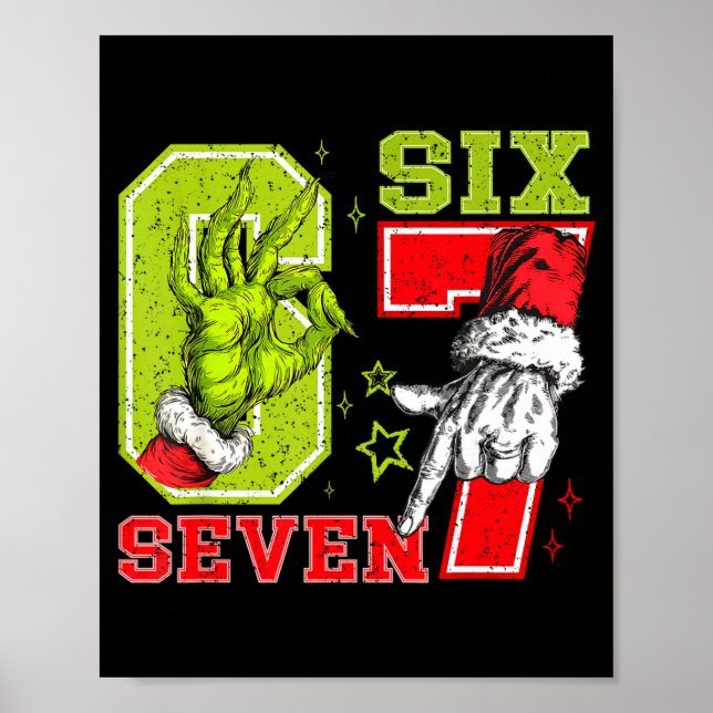 Póster 67 Christmas 6 7 Meme Pajamas Holiday Gen Alpha Sl (Frente)