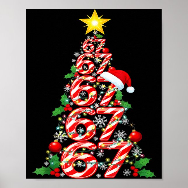 Póster 67 Christmas 6 7 Meme Pajamas Holiday Gen Alpha Sl (Frente)