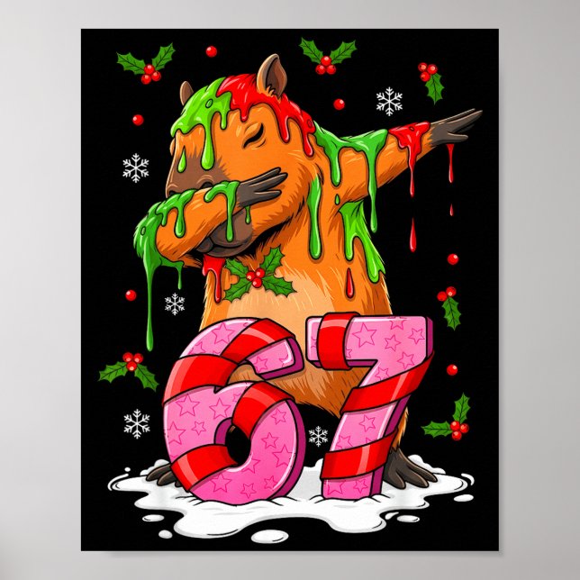 Póster 67 Christmas Funny 67 Brainrot Youth Kids Capybara (Frente)