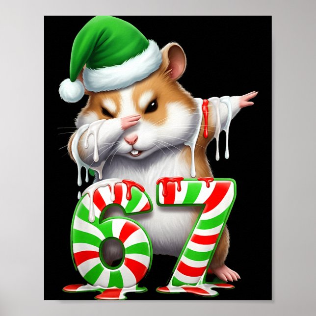 Póster 67 Christmas Funny 67 Brainrot Youth Kids Hamster  (Frente)
