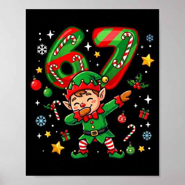 Póster 67 Christmas Funny 67 Meme Youth Kids Elf 67  (Frente)