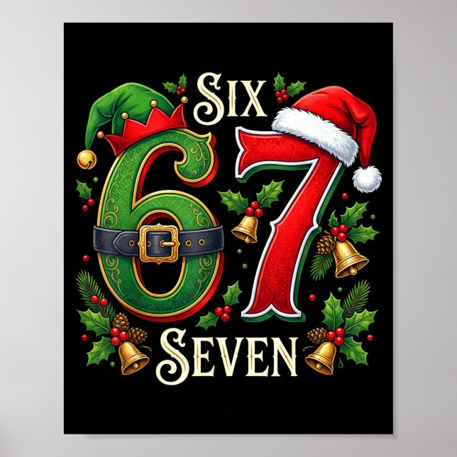 Póster 67 Christmas Funny 6 7 Meme Six Seven Xmas Boys Ki (Frente)
