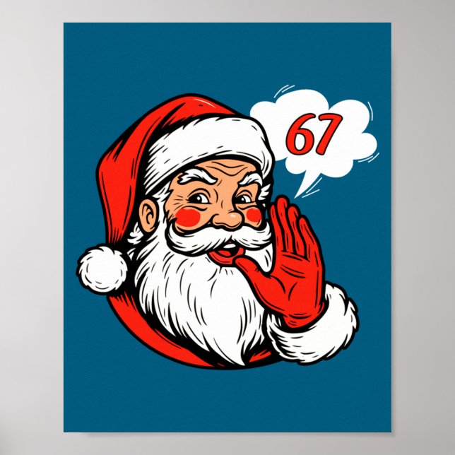 Póster 67 Christmas Funny Six Seven Meme Brainrot Santa C (Frente)