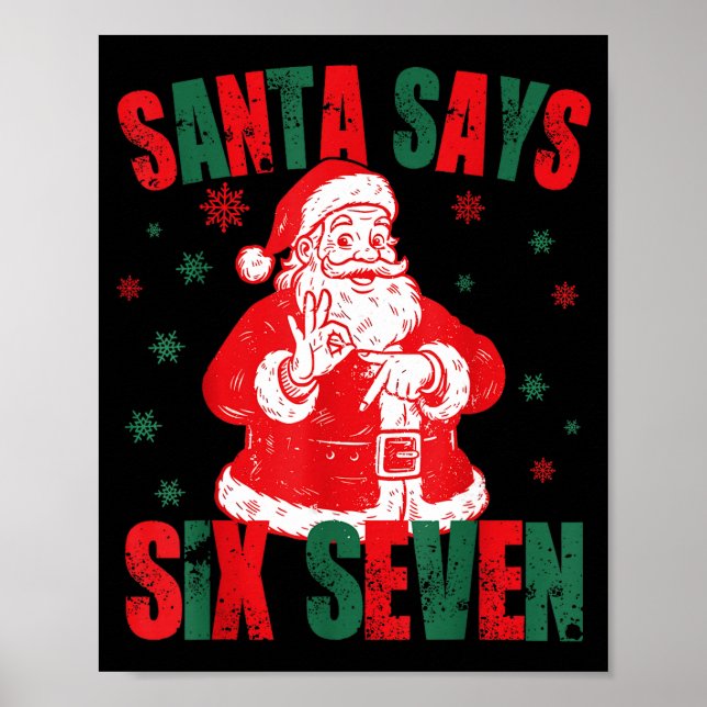 Póster 67 Christmas Funny Six Seven Meme Brainrot Santa K (Frente)