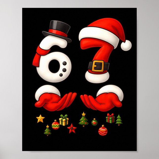 Póster 67 Christmas Meme Funny 6 7 Hands Gen Alpha Slang  (Frente)