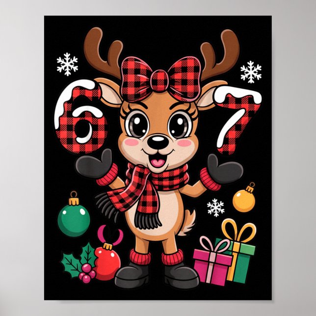 Póster 67 Christmas Outfit Women Meme Reindeer Six Seven  (Frente)